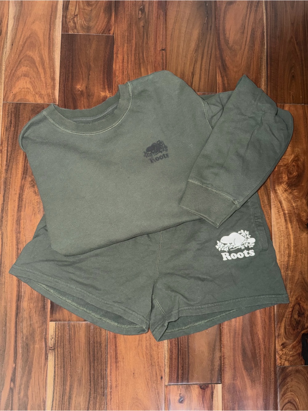 Roots Kids Olive Green Sweatpants with Logo